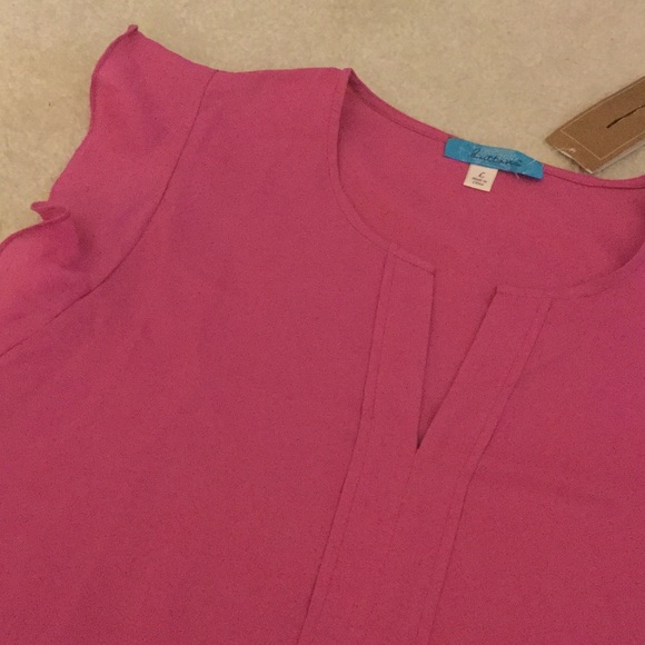 Francesca's Collections Tops - Francesca's Collection Pink Flutter Sleeve Top