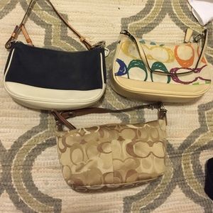 3 small handbags, coach