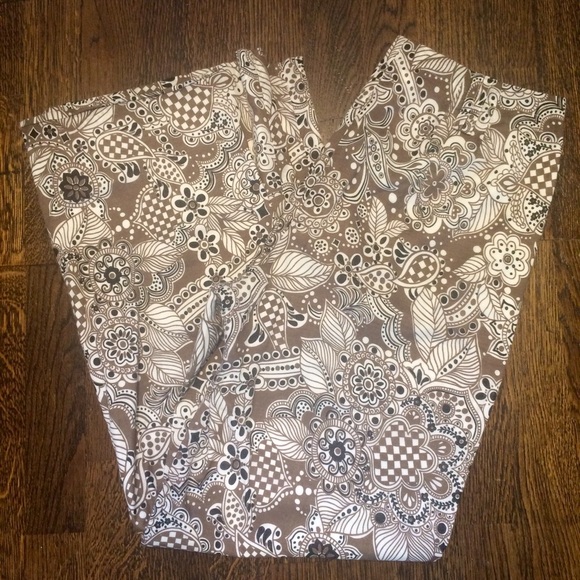 Talbots Wide Leg Linen Patterned Pants Size 8