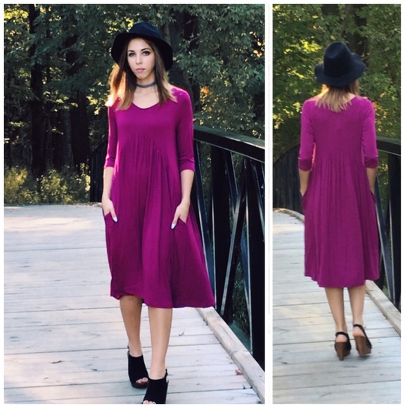 Magenta Midi Dress - Picture 3 of 4