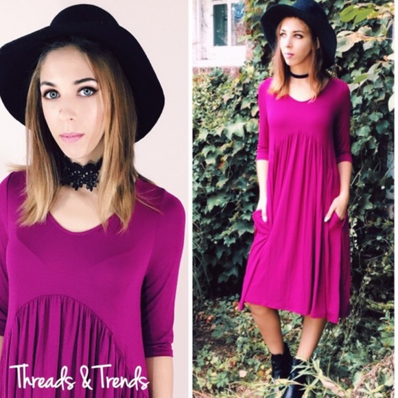 Magenta Midi Dress - Picture 4 of 4