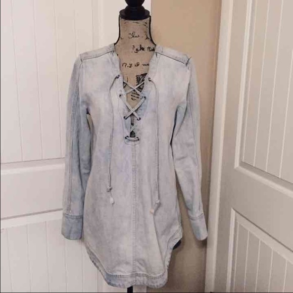 Free people LACE UP denim tunic - Picture 2 of 3