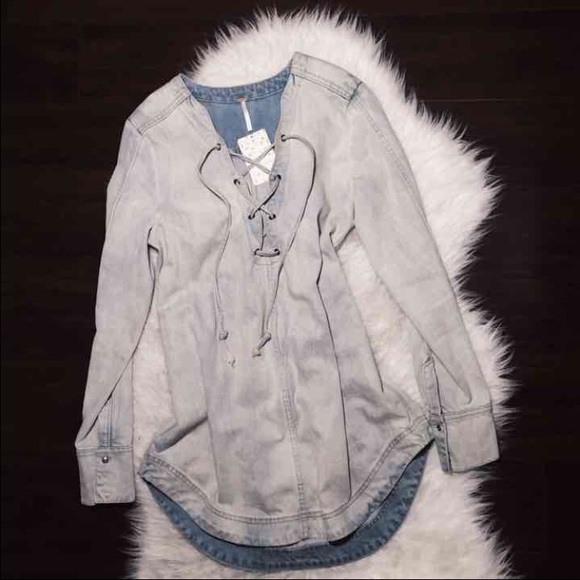 Free people LACE UP denim tunic - Picture 3 of 3