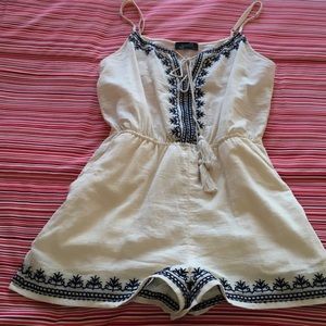 Navy embroidered muslin jumpsuit