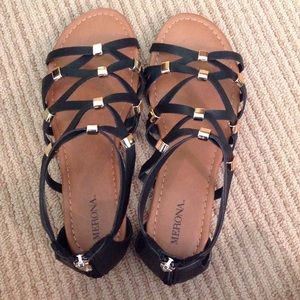 Gladiator Sandals (Black and Gold)