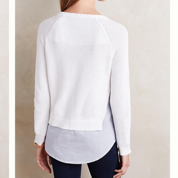 NWT $98 Anthropologie Layered Pinstripe Pullover L - Picture 2 of 4