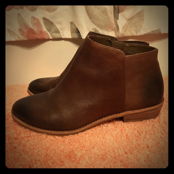 Brown leather ankle boots