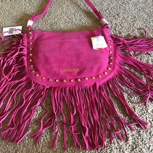 Brand new suede Michael kors pink purse fringe