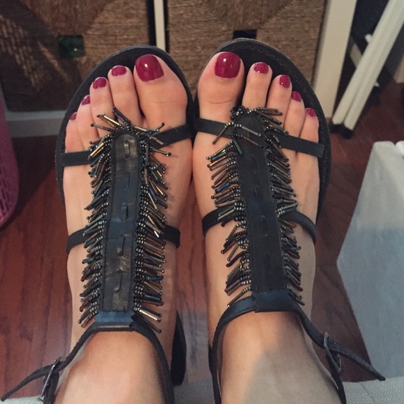 Barney's New York Beaded Sandals 37