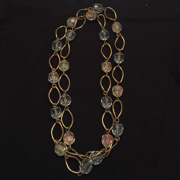 Translucent Beaded/Gold Link Neckless