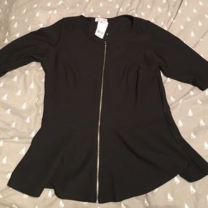 Plus size  peplum zip shirt