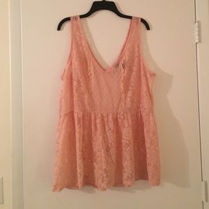 Torrid Pink Lace Tank Top- Size 2. Never Worn.