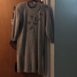 Sweater dress grey/white cashmere/angora