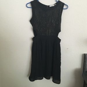 Black dress with gold flower detailing