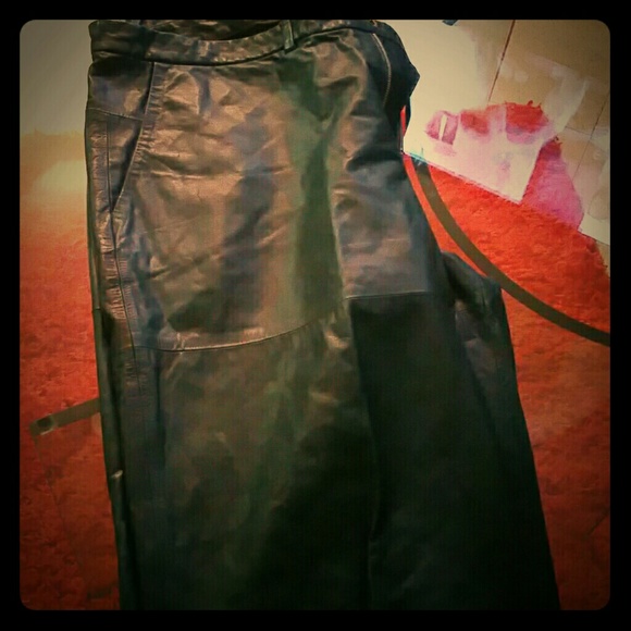 Turquoise leather pants