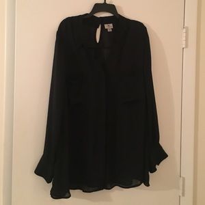 Black sheer button down shirt- Worthington 3x