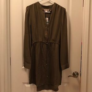 Michael Kors Drawstring-Waist Flowy Shirtdress