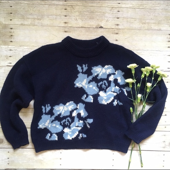 Vintage Sweaters - Vintage Nordstrom's Brass Plum navy wool pullover