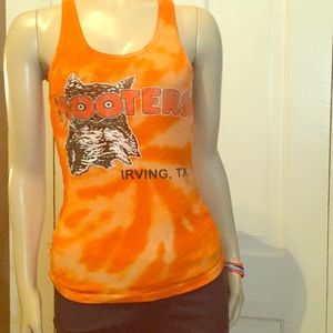 Official Hooters Apparel Orange Tie-Dye Logo Tank