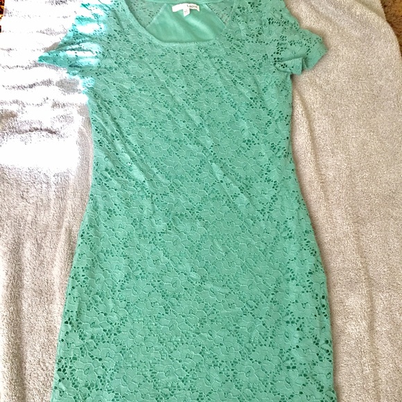 Cocktail length teal Lacey dress