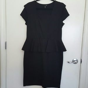 Plus size black peplum dress