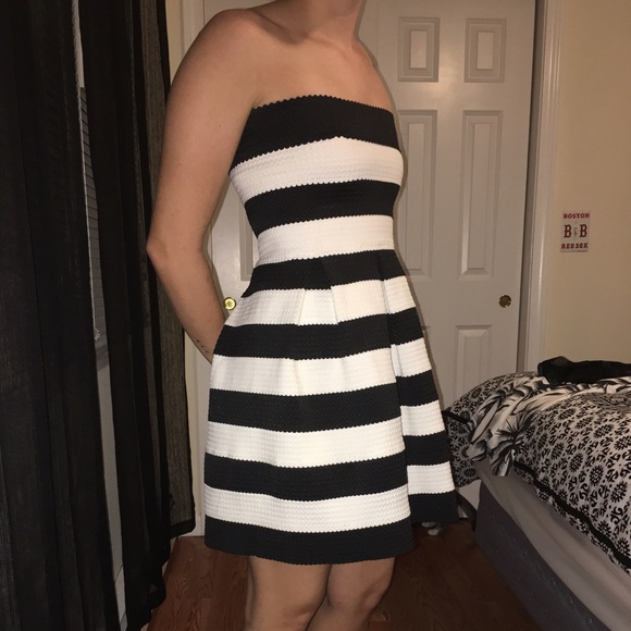 Black &a White Striped Dress