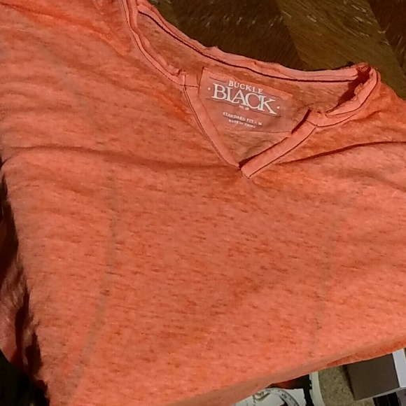 Neon orange buckle mens shirt