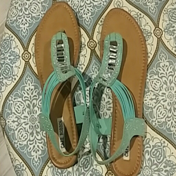 Sandals with mint straps