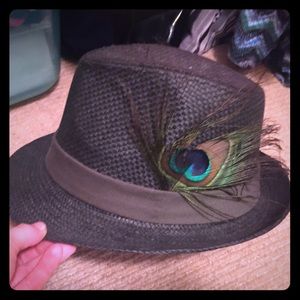 Nordstrom's black woven Peacock Fedora Hat