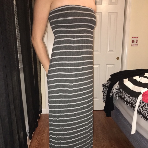 Grey Stripped Maxi Dress