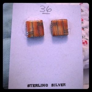 Sterling silver spiny oyster shell earrings