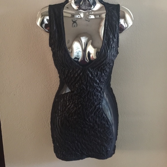 Symphony micro mini plunging v neck black dress
