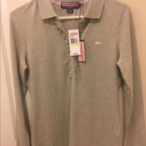 Vineyard vines grey ruffled shirt