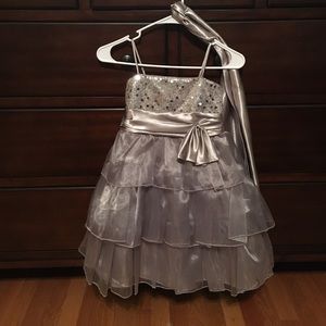 Girls Pageant Dress Silver