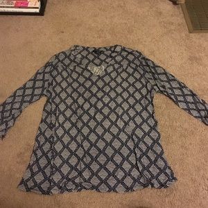 Lucky brand 3/4 sleeve top. 1X. Navy.