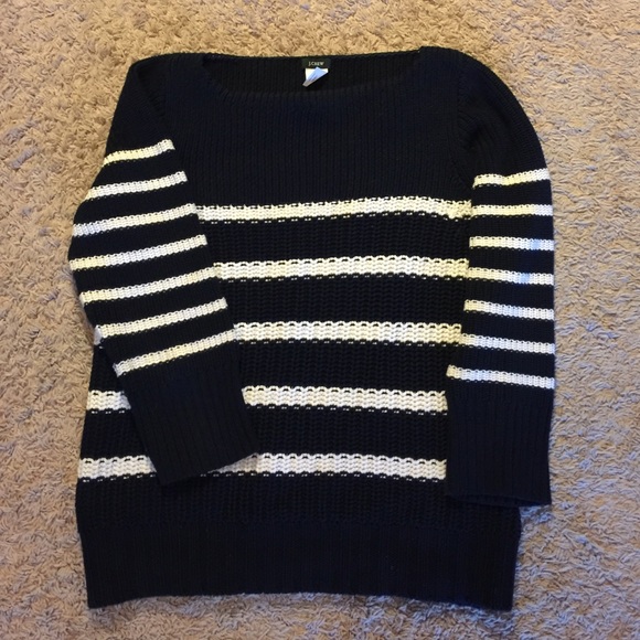 Jcrew 3/4 sleeved sweater boat neck with stripes