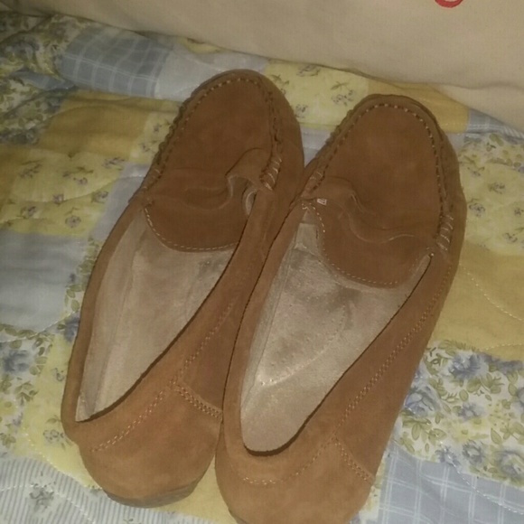 Tan suede loafers