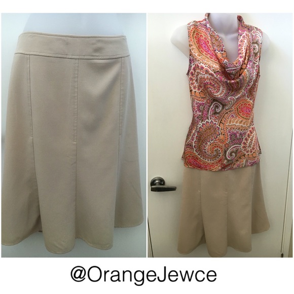 Cream Fit and Flare Skirt - Picture 1 of 4