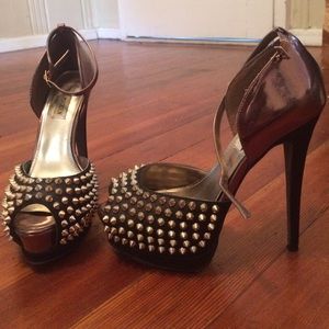 Steve Madden bronze studded high stiletto heels
