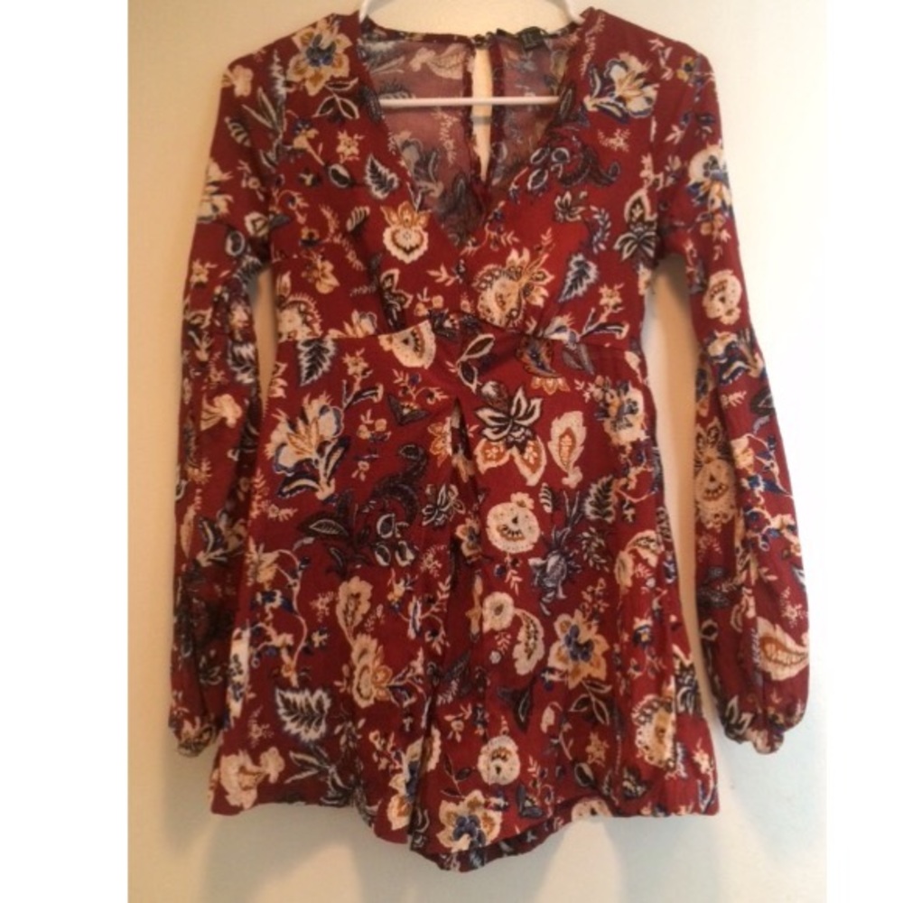 Red Floral Romper
