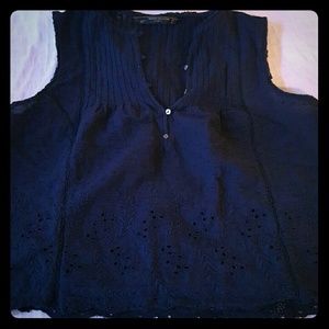 Zara blue sleeveless peasant top