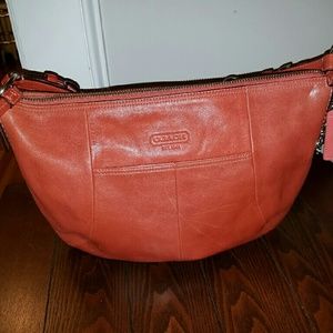 Tangerine leather Coach bag