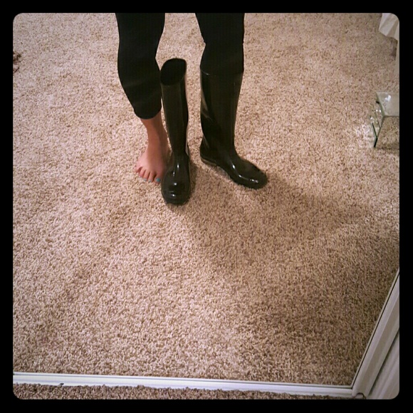 Coach black rain boots