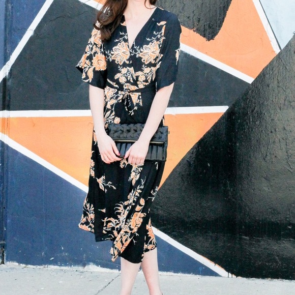 Floral Japanese wrap dress