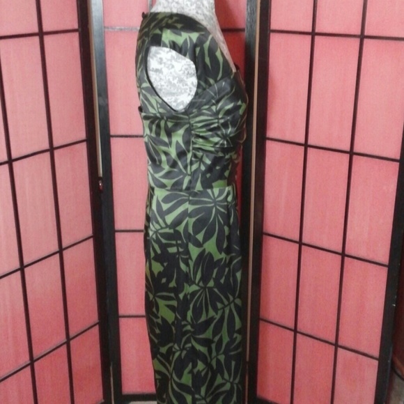 Black & Green Donna Ricco Open Back Midi Dress - Picture 4 of 5