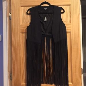 Express Black Fringe Vest