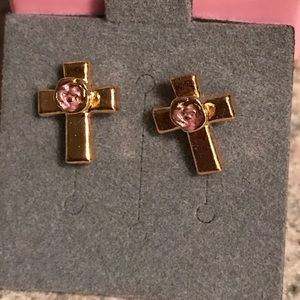Floral Cross Earrings