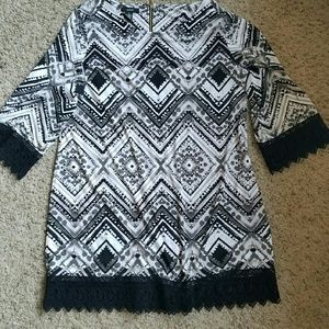 Alfani crochet trim mini dress