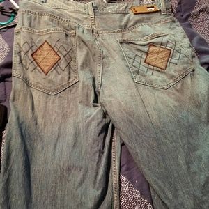Ecko Unltd baggy fit jeans w/ houndstooth accents