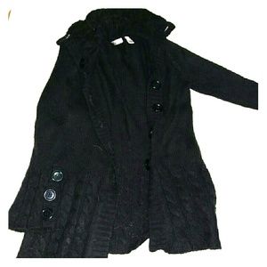 Girls button up knit black cardigan size M (10-12)